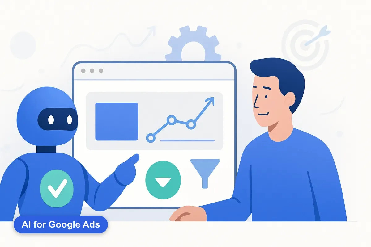 Abstract illustration of a person collaborating with an AI agent with an approval checkmark, human-in-the-loop.