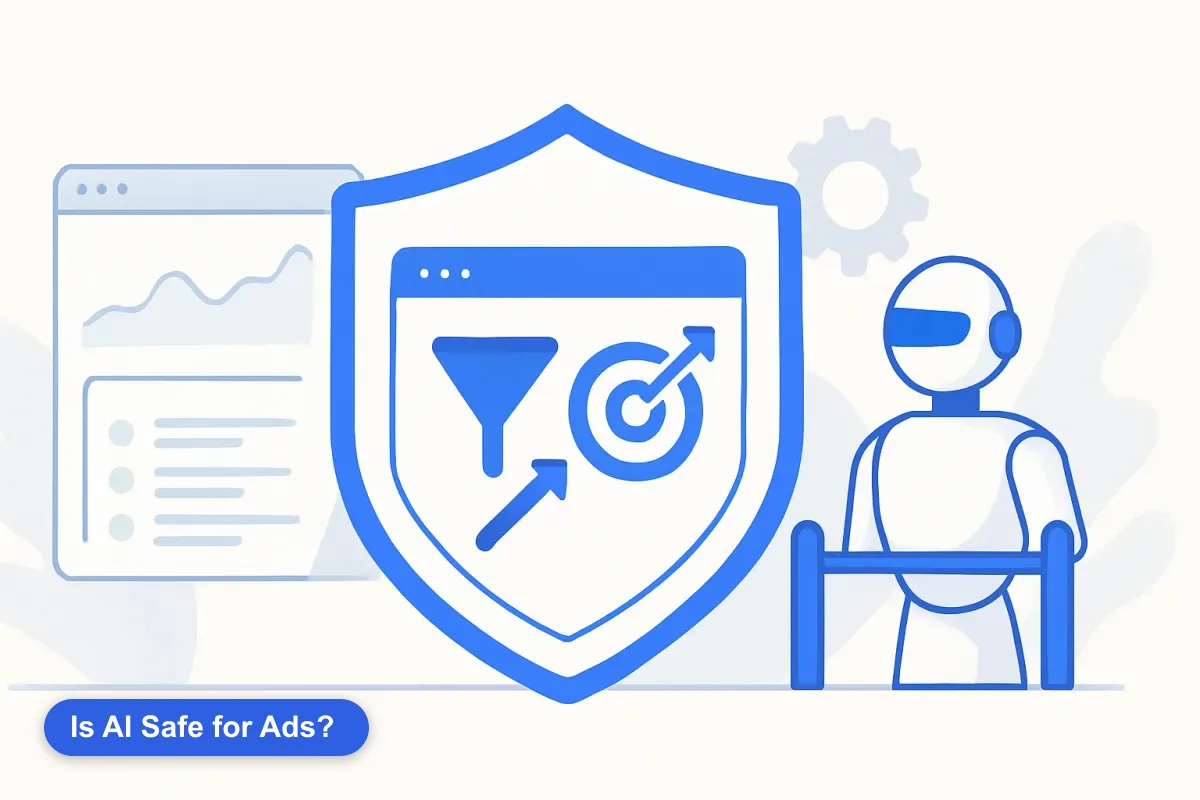 Abstract protective shield and guardrails around an automated system, representing safe AI management.